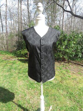 Brandon Michael Black Brocade Vest Men's M 22" Bust 22.5" Length Formal USA